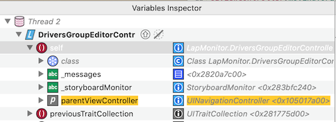 Displayed native property in the variable inspector