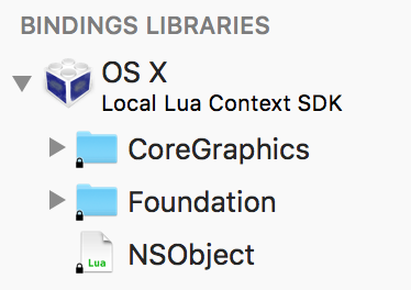 SDK Bindings Library for Local Lua Contexts show available frameworks